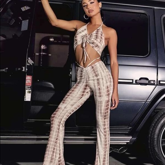 Tie Dye Drawstring Jumpsuit - Picture 3 of 4